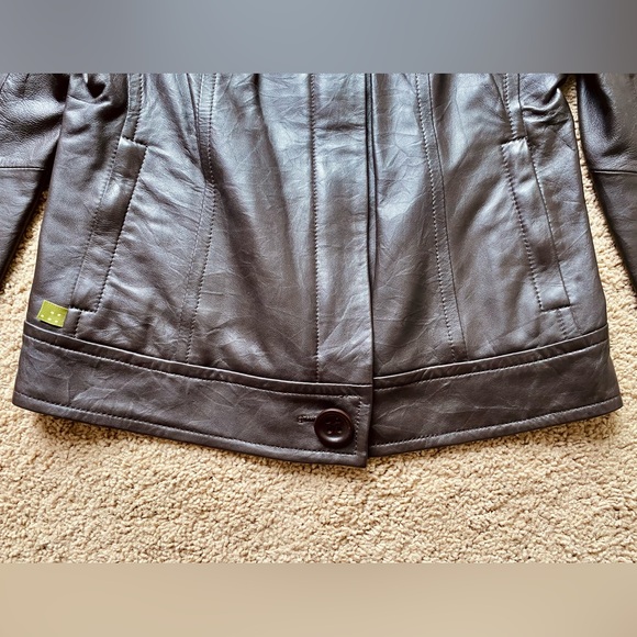 Soia & Kyo Soft Chocolate Brown Motorcycle Style Leather Zip Up Jacket - Picture 11 of 13